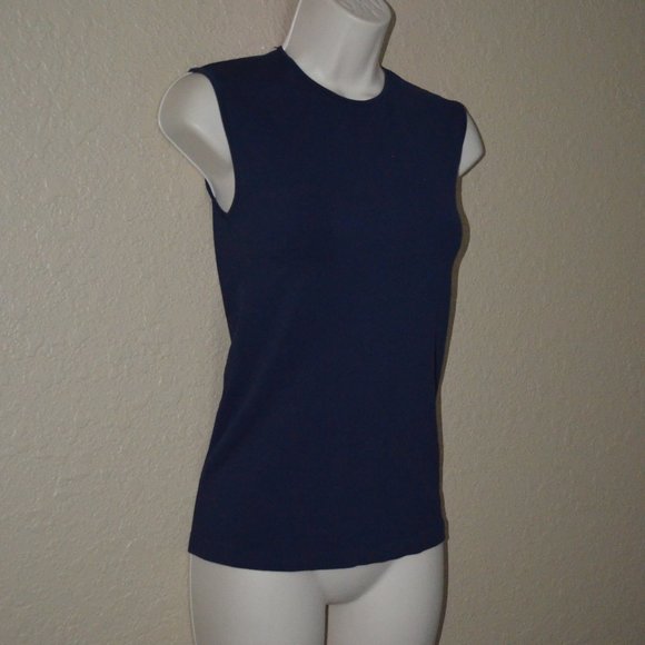 Sz S Balenciaga Navy Stretchy Sleevless Tank Top - Picture 4 of 6